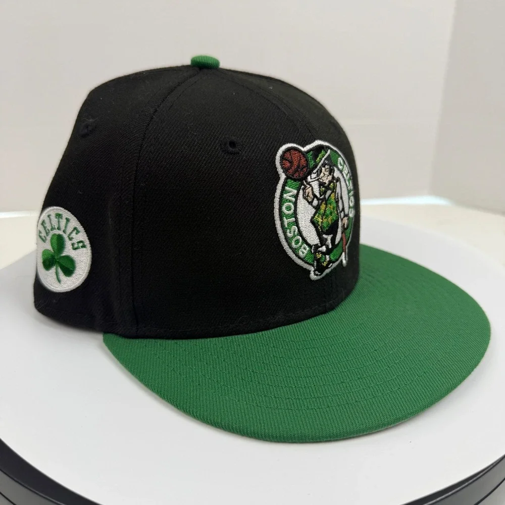 New Era 9FIFTY Boston Celtics Youth Snapback Hat Black Green NBA Cap Logo Patch